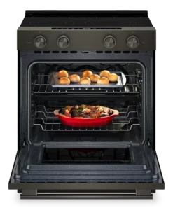 Alternative view of KitchenAid 5.3 Cu. Ft. Smart Slide-in Electric Range - Black Ore with Matching Hardware